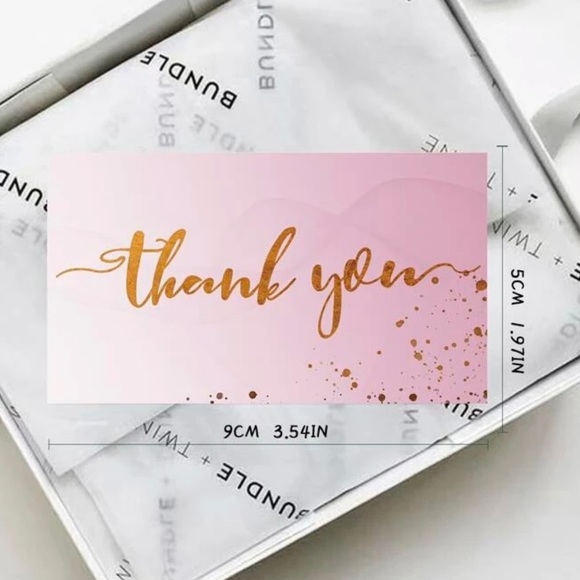 🆑 Thank You Pink & Gold Insert Cards Pack of 50 - Picture 2 of 5